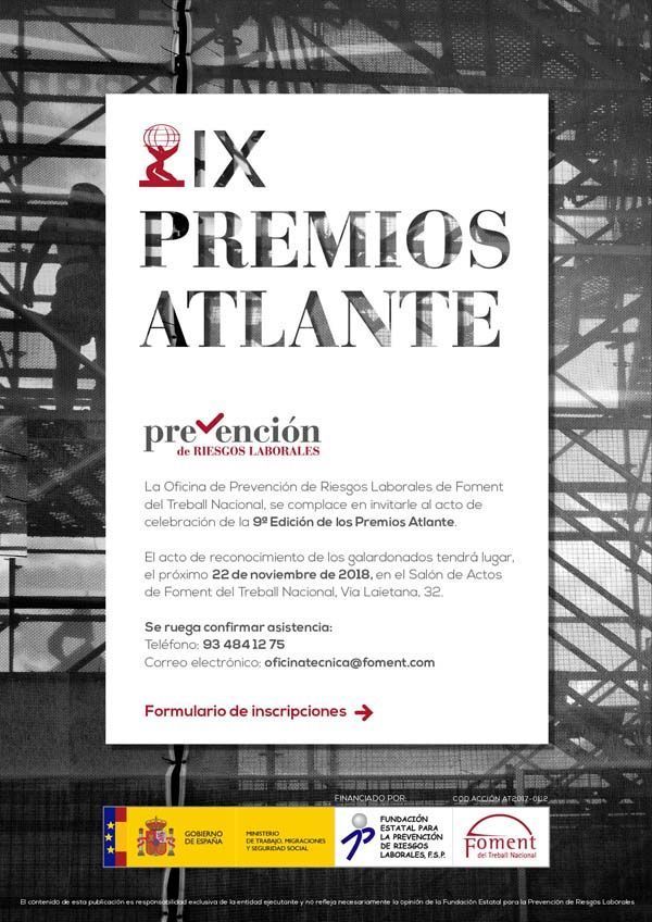 IX Edición Premios Atlante. Invitación al acto de entrega