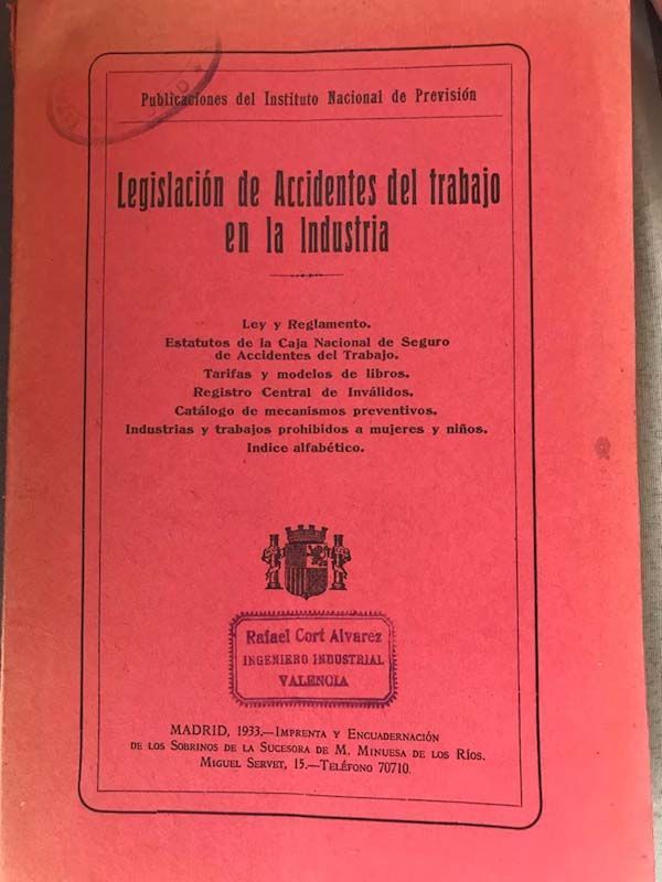 Legislación de Accidentes de Trabajo en la Industria - 1933