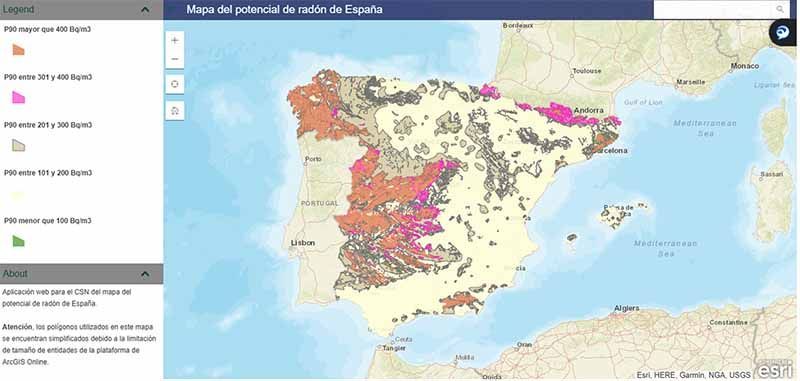 “Mapa del Potencial de Radón de España CSN, 2017”