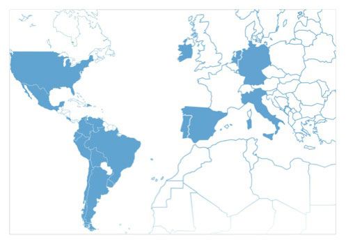 Países con presencia de Ergo/IBV: Alemania, Argentina, Bolivia, Brasil, Chile, Colombia, Costa Rica, Ecuador, Holanda, Irlanda, Italia, México, Perú, Portugal, Rep. Dominicana, Uruguay, USA, Venezuela.