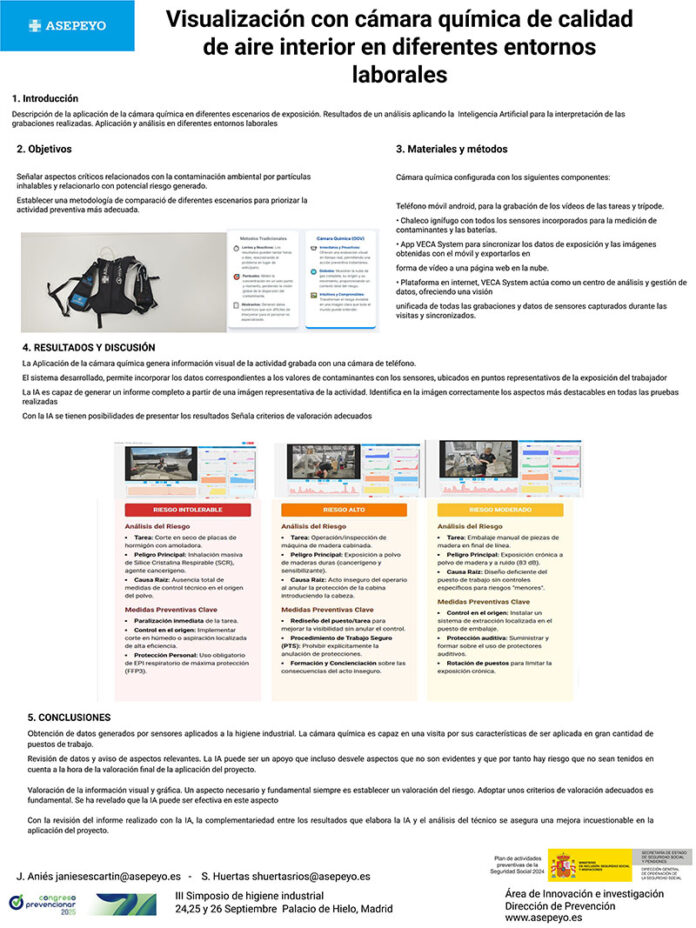 Visualización con cámara química de la calidad del aire interior en diferentes entornos laborales